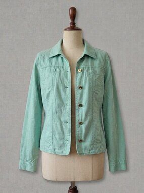 Jones New York Signature Seafoam Green Linen-Blend Jacket ✨